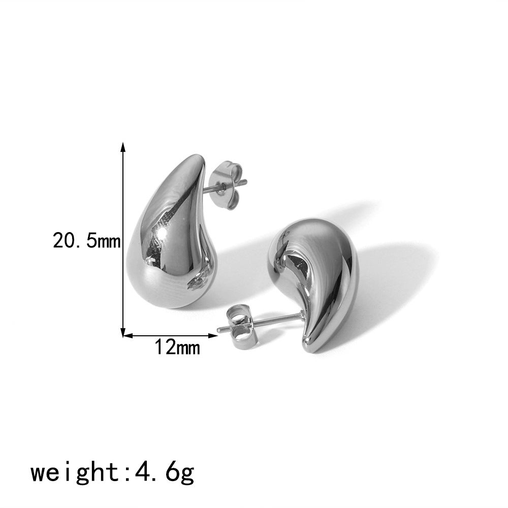 Women's High-grade Water Drop Gold Ear-ring Clip Titanium Rings