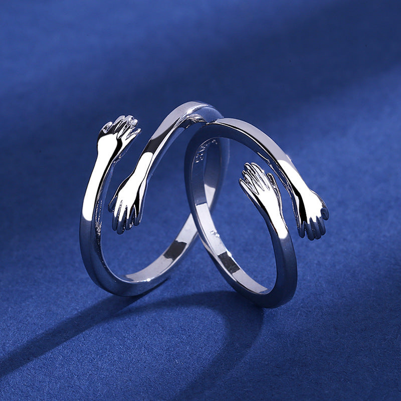 Women's & Men's Style Love Hug Couple Open-end Pair Of Simple Rings