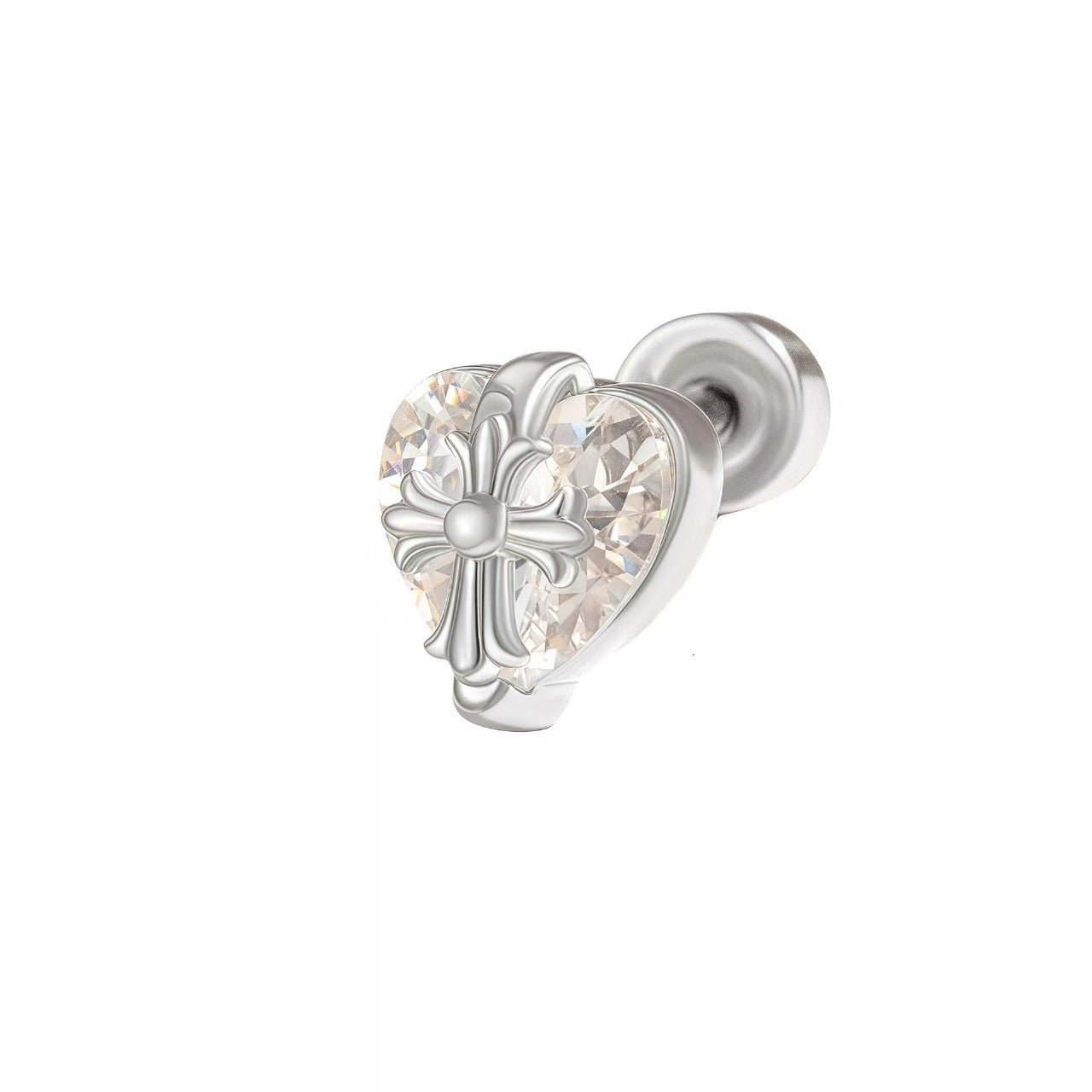 Sweet Cool Hot Cross Pink Blue Super Flash Zircon Unique Stud Earrings