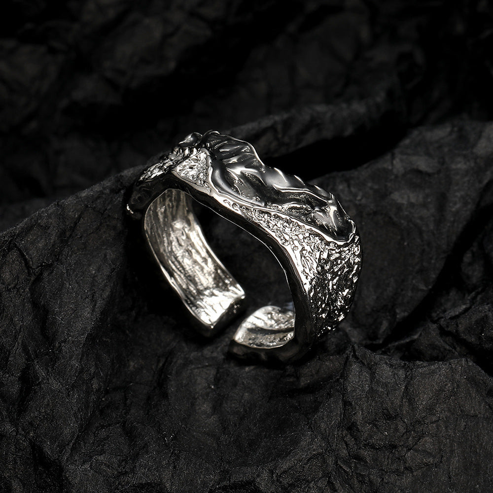 Irregular Lava Skin Texture Female Epoxy Two-color Design Rings