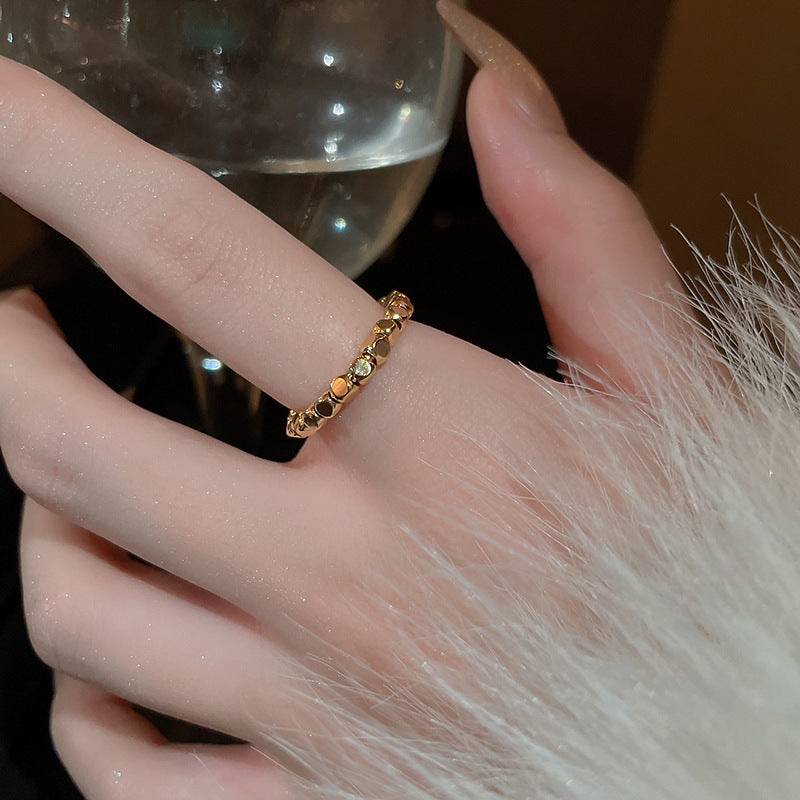 Women's Shining Diamond Snake-shaped Sier Open Advanced Texture Simple Trendy Cool Ring