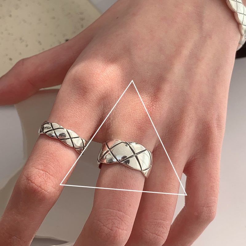 Personality Rhombus Design Sense Minority Simple Light Luxury Wide Narrow Ring