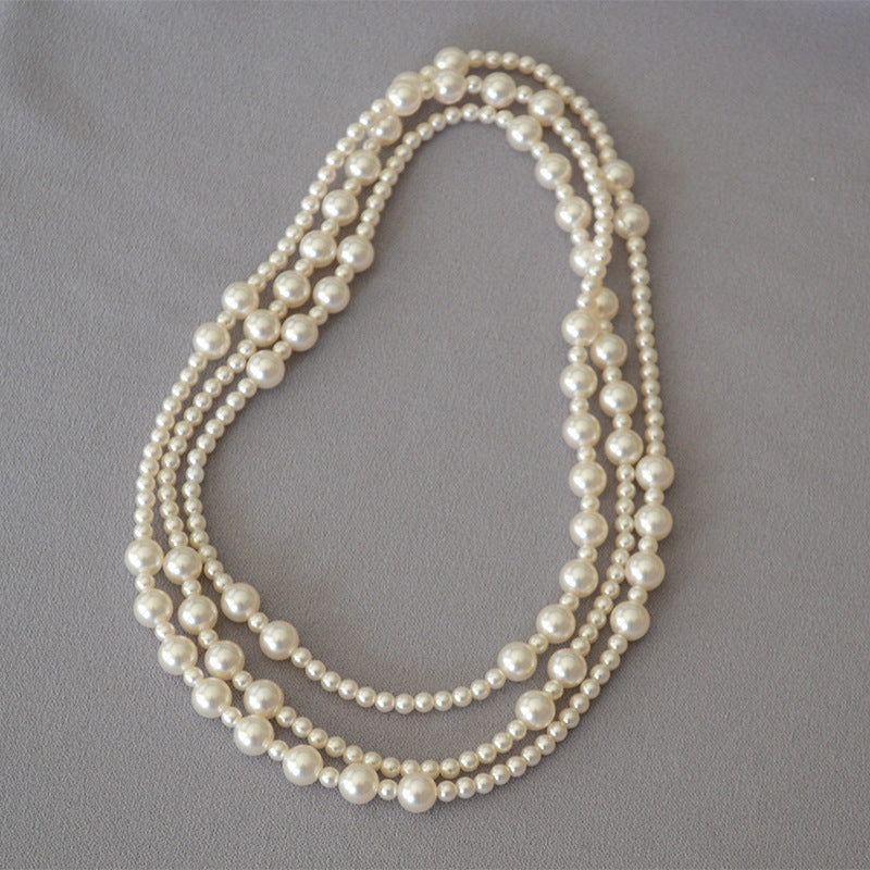 Large Small Pearls Interval Irregular Long Necklaces