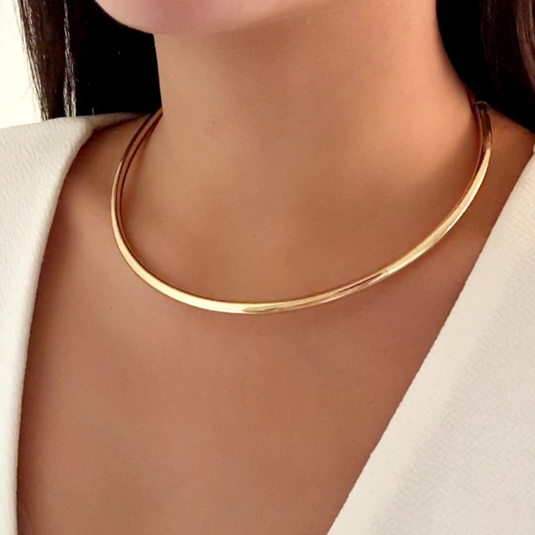 Niche Personalized Cold Style Collar Punk Metal Glossy Surface Necklace