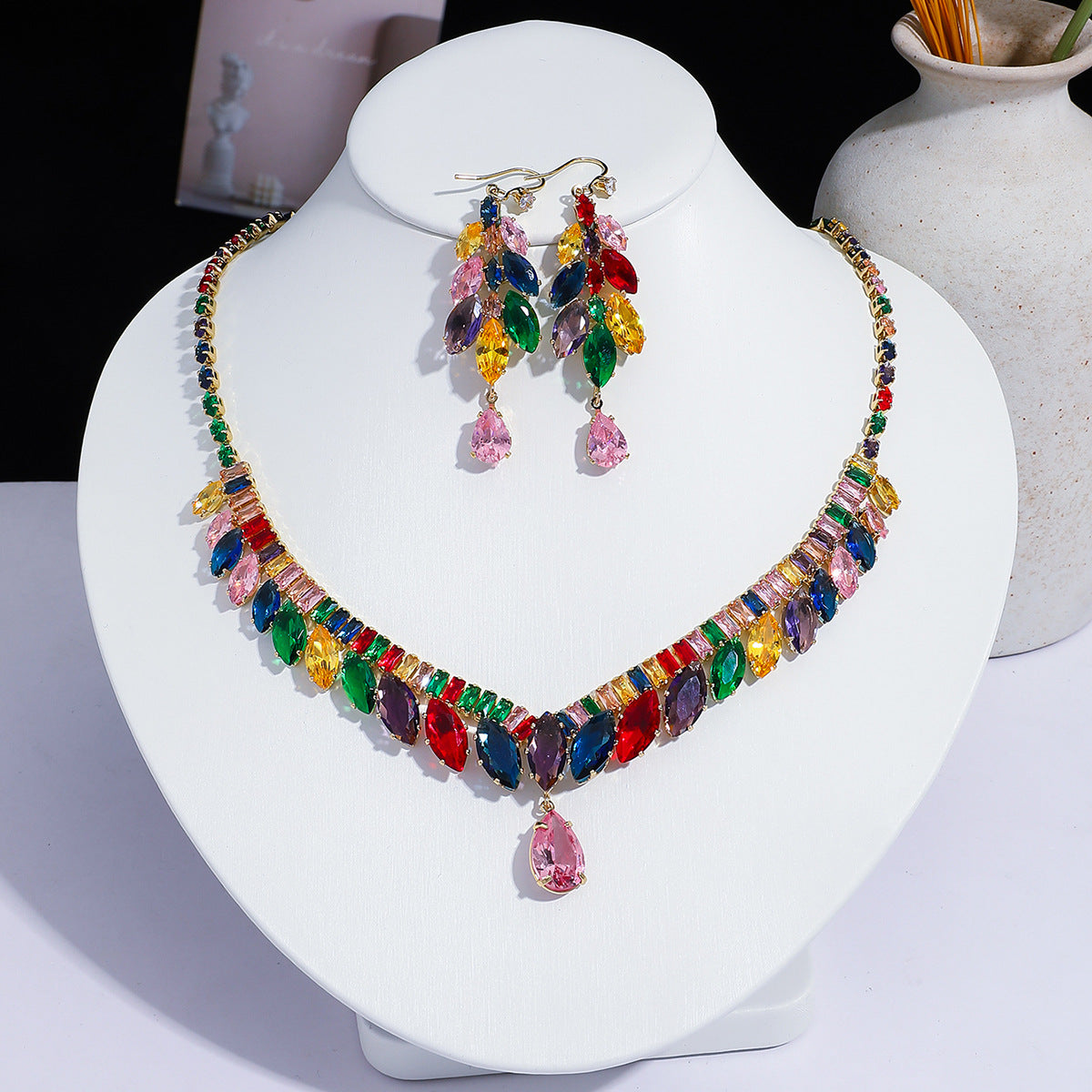 Fashion Trend Zircon Green Butterfly Tassel Necklace