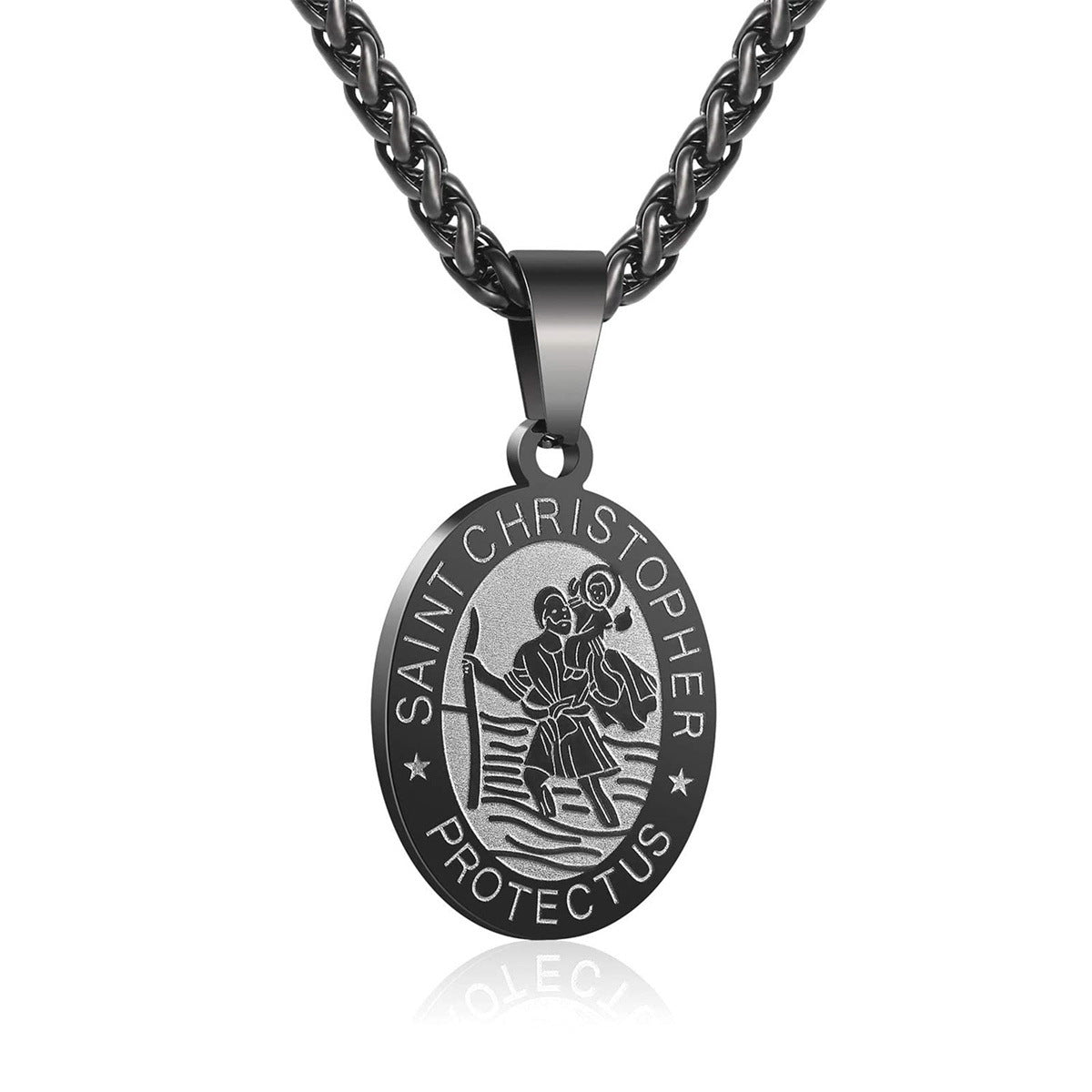 Women's & Men's Double-sided Portrait Medal Cross Stainless Steel Necklaces