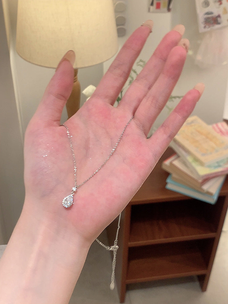 Plated Water Drop Sparking Zirconium Female Light Luxury Minority Beauty Necklaces