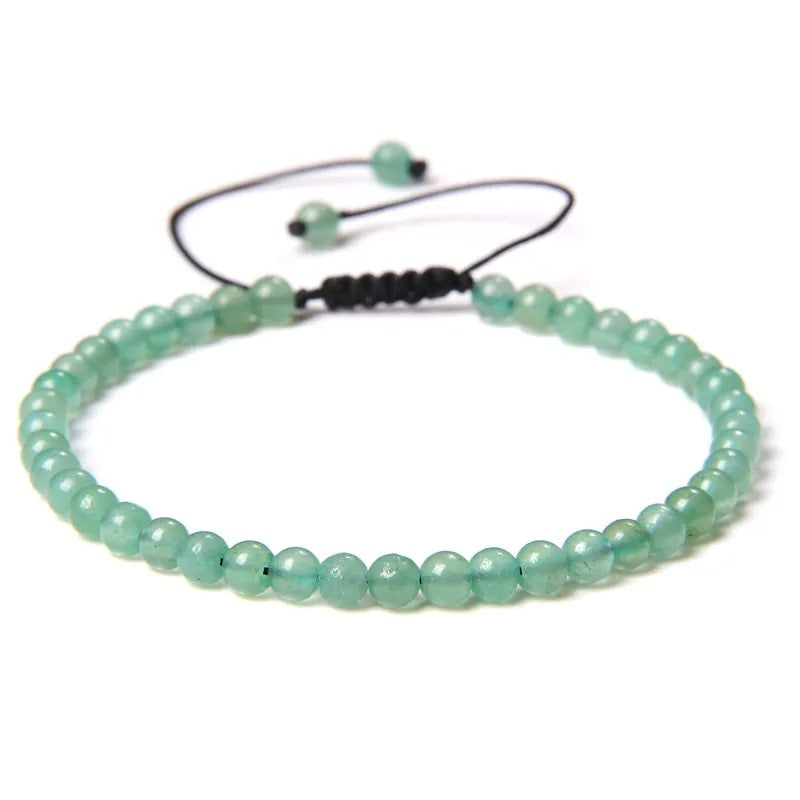 Agate Stone Braided Adjustable Gemstone Beads Bracelet