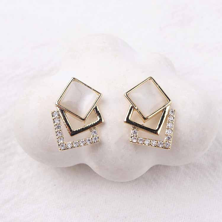 Needle Korean Style Square Elegant Female Earrings