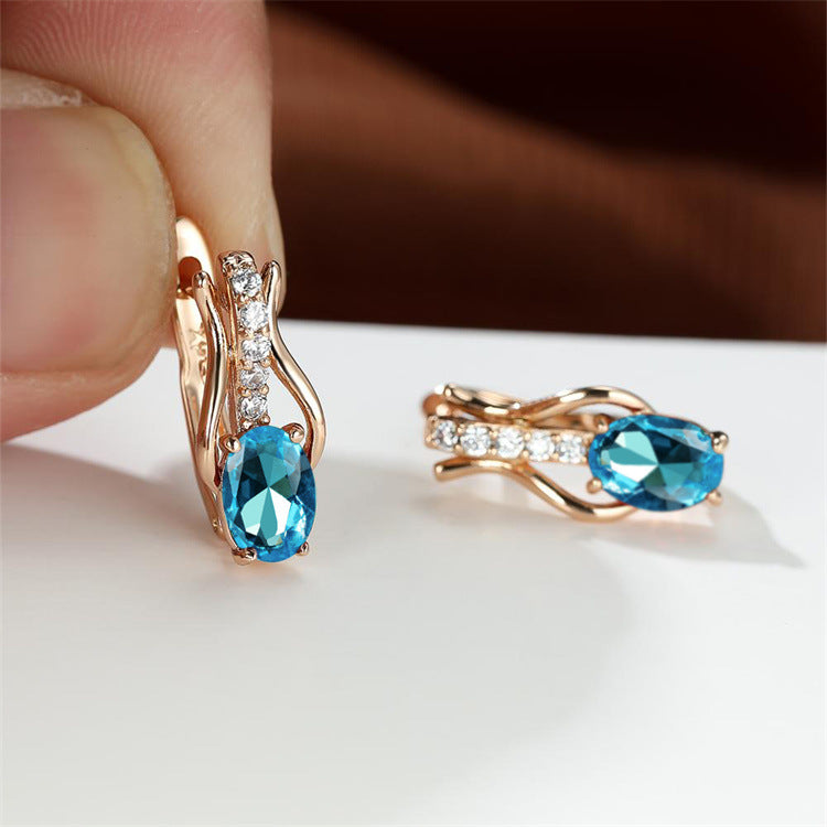 Pomegranate Red Crystal Champagne Gold Ear Clip Earrings