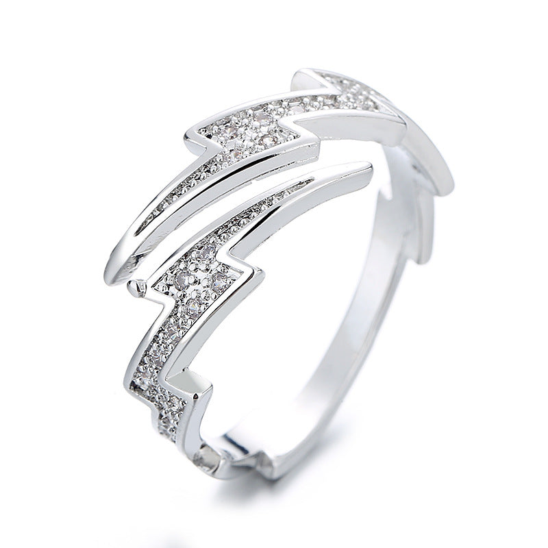 Creative Niche Irregular Lightning Open Female Rings