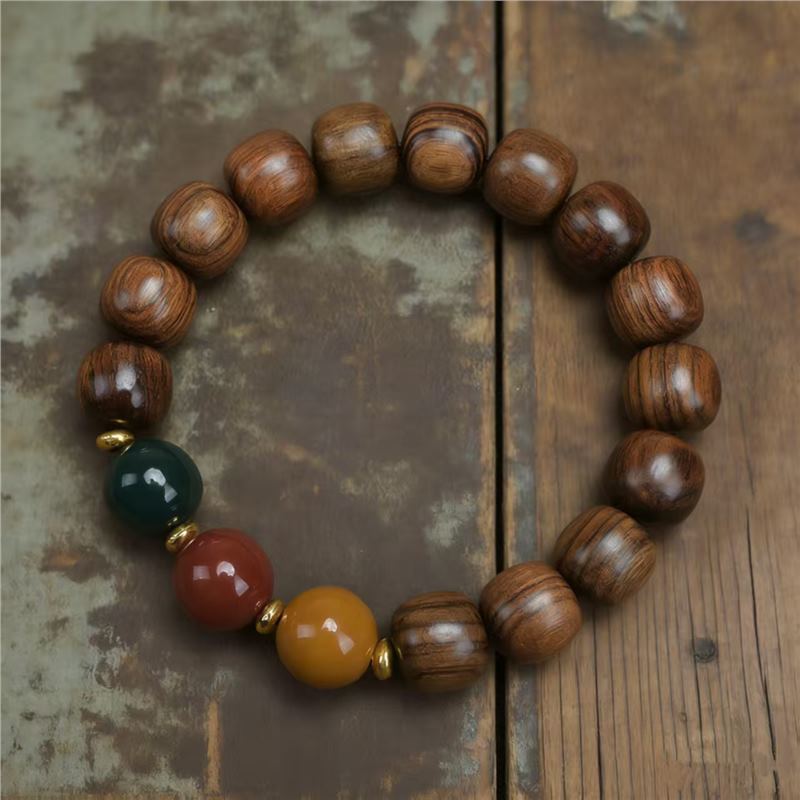 Women's & Men's Gold Sandalwood Hand-held Chain Buddha Prayer Beads String Plate Crafts Bracelet