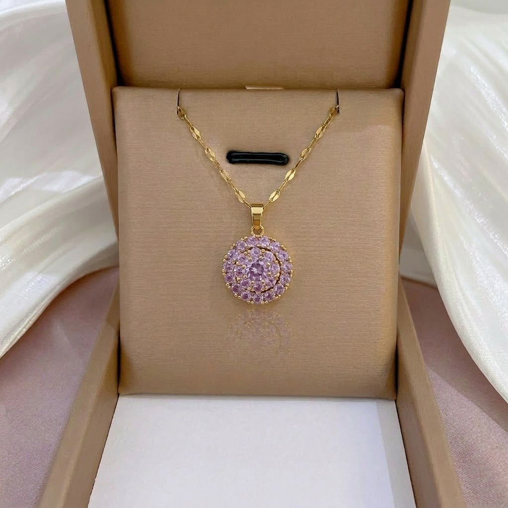 Design Rotating Bauhinia Zircon Flower Gas Clavicle Chain Necklace