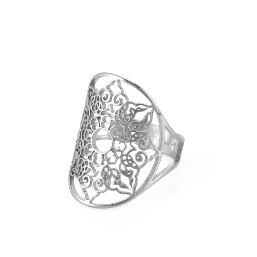 Women's Adjustable Stainless Steel Sacred Geometric For Charm Rings
