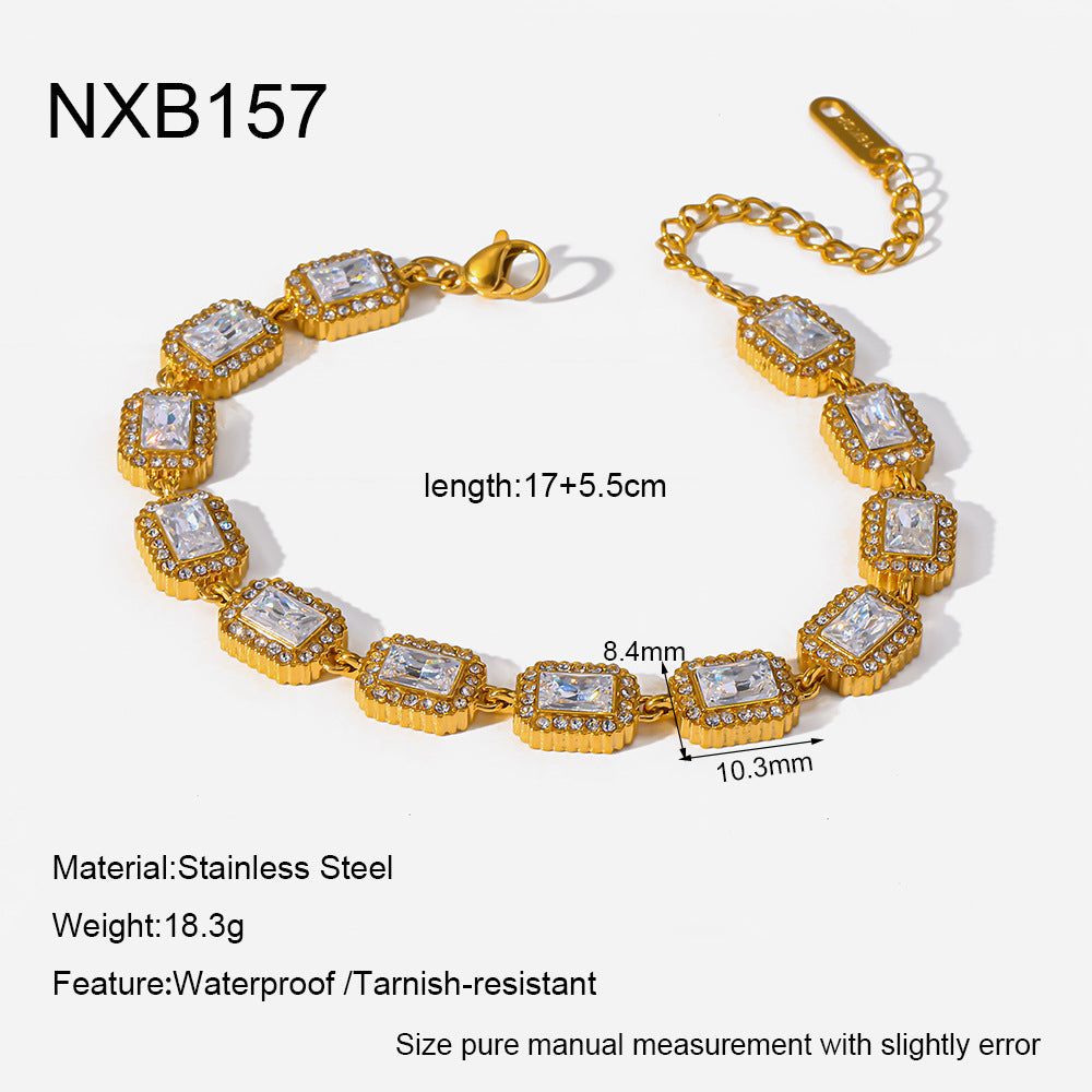 Women's Light Luxury Full Rhinestone Zircon Gold-plated Stainless Steel Bracelets