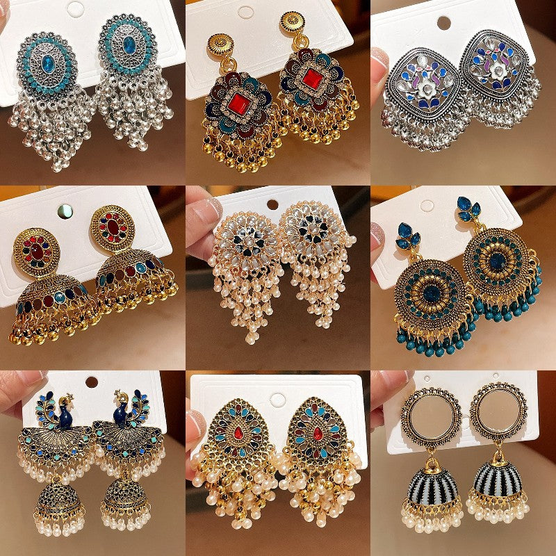 Retro Diamonds Water Drop Tassel Ethnic Style Chinese Personality Rings