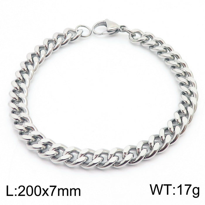 Men's Fashion Side Flat Chain Stainless Steel Bracelets