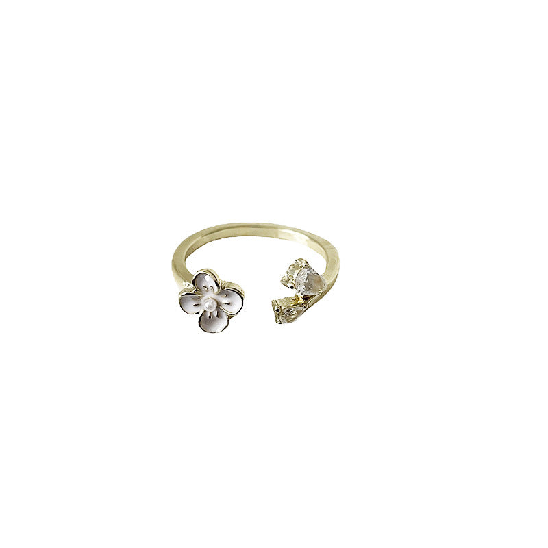 Gentle Dignified Flowers Female Delicate Pearl Zircon Light Luxury High Rings