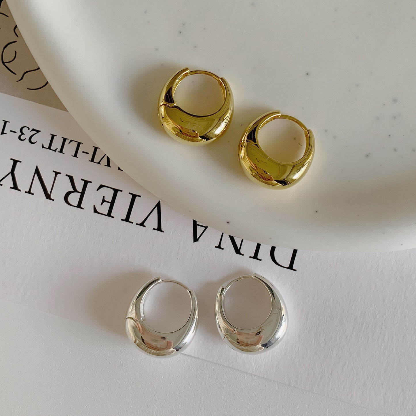 Sier Water Drop Clip Korean Style Personalized French Retro Simple Ear Buckle