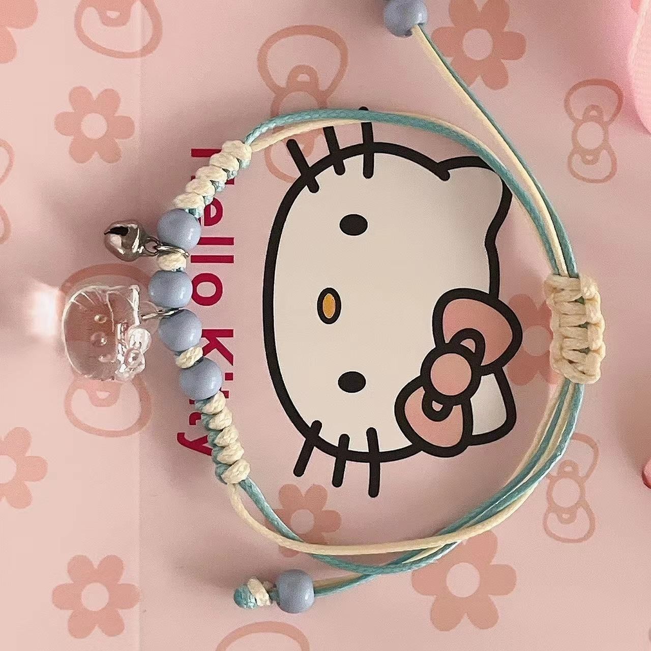 Cute Cartoon Hello Kitty Shape Woven Hand Strap Female Bracelets