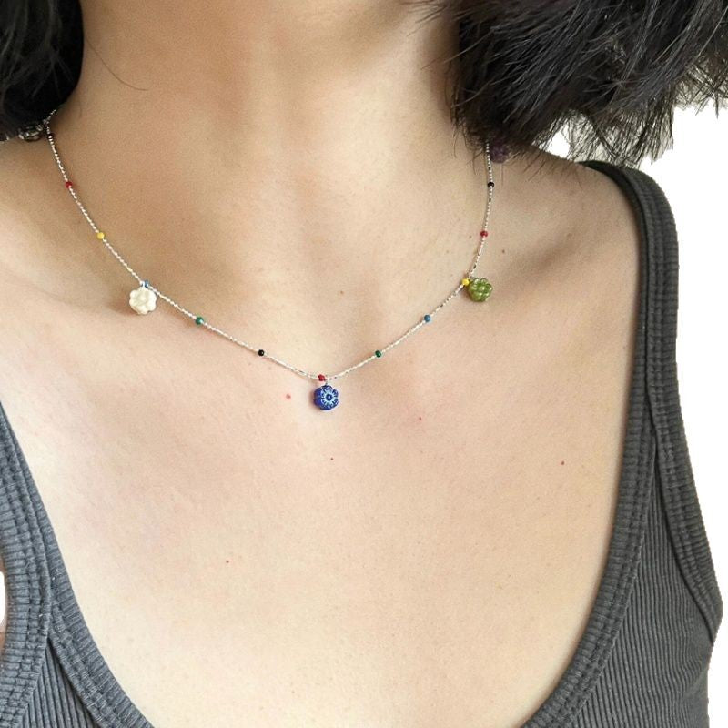 Glaze Beaded Female Cute Apple Czech Beads Necklaces