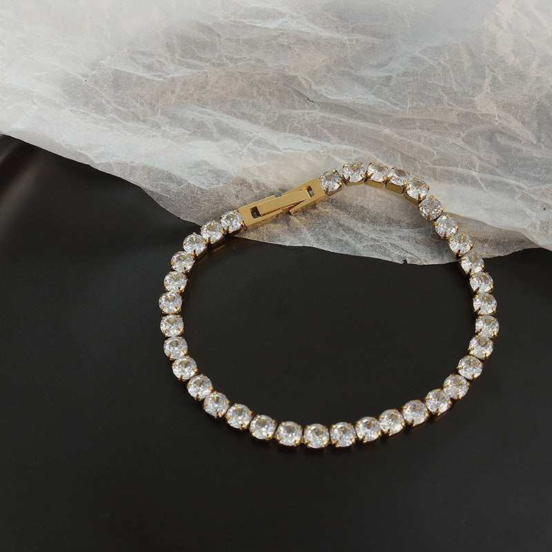 Wind Minority Simple Design Starry Zircon Titanium Bracelets