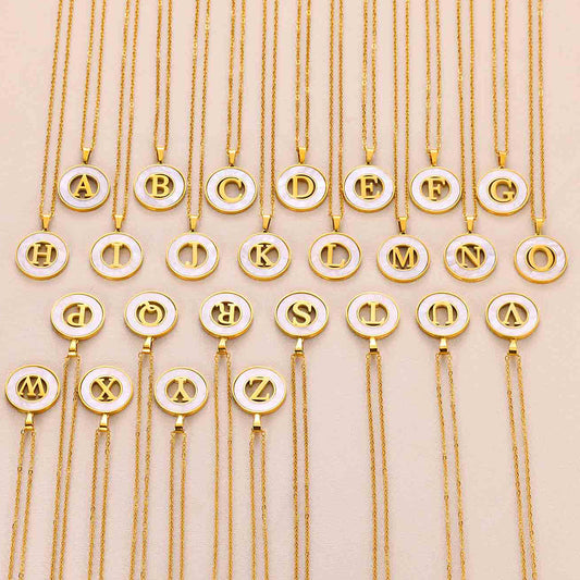 Women's Shell Round Stainless Steel Letter Fashion Pendants