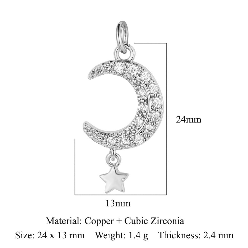 Star Moon Copper Zircon Ornament Accessories Lightning Eye Pendants