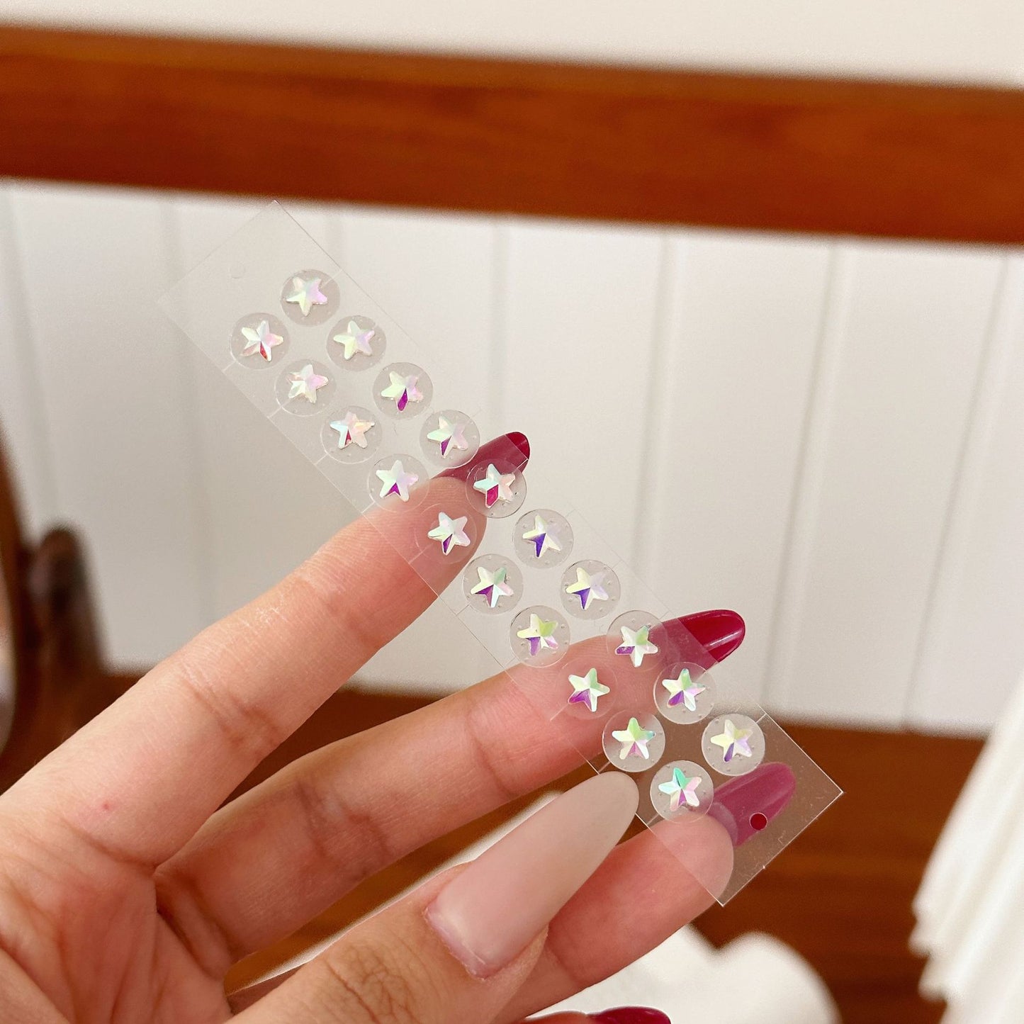 Fashion Auricular Point Sticker Crystal Ear Patch Bead Massage Stress Earrings