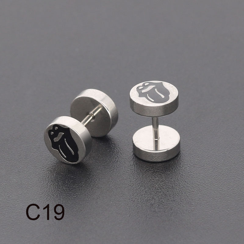 Bilateral Epoxy Titanium Steel Ear Drip Bone Fake Extender Earrings