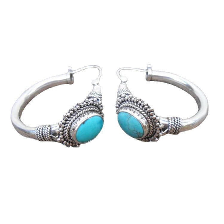 Fashion Vintage Turquoise Ear Clip Bohemian Earrings