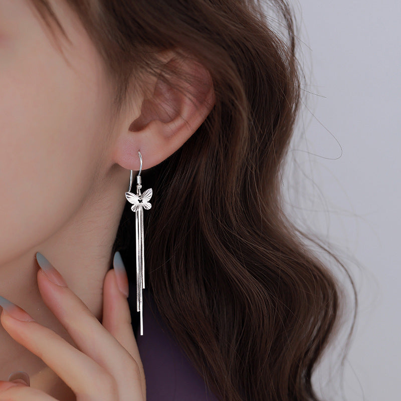 Women's Pentagram Tassel Unique High-grade Long Meteor Chain Bean Hook Ear Line