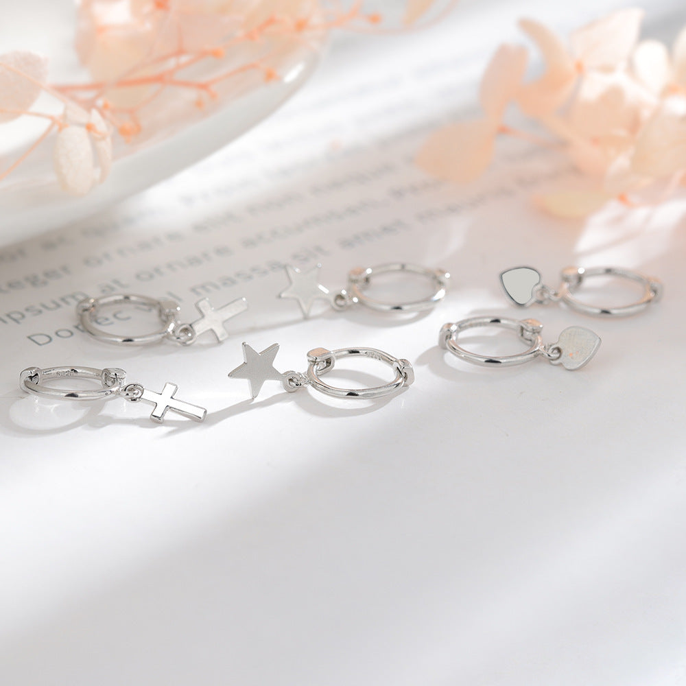 Love Star Clip Light Luxury High-grade Minimalist Mini Cross Ear Buckle