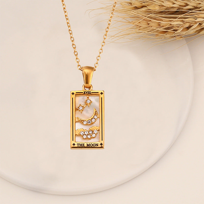 Real Gold Vintage Tarot With Diamond Dripping Necklace