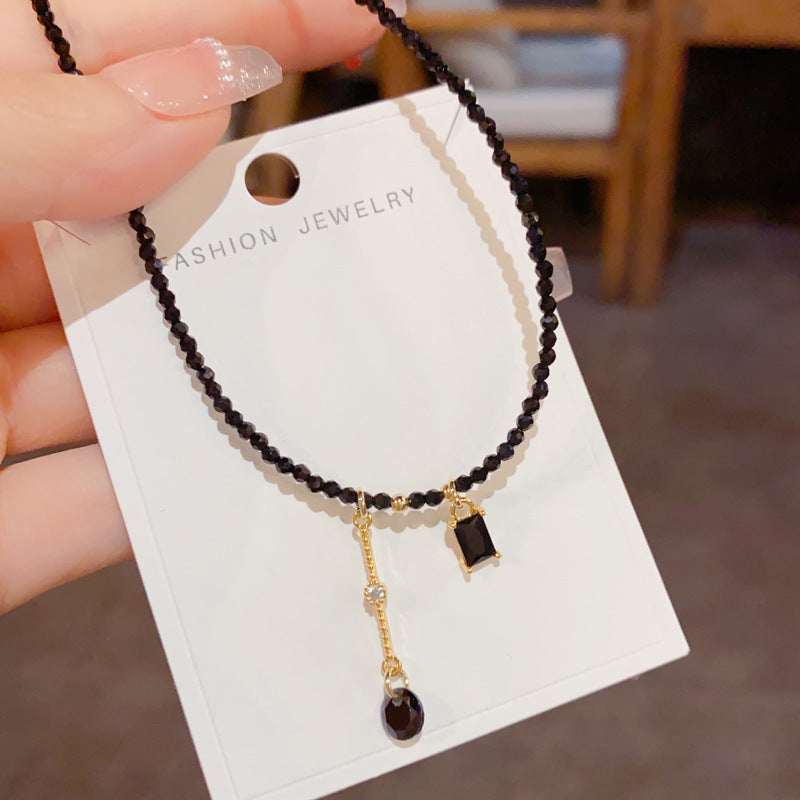 Crystal Tassel Female Niche Retro Fashion Light Luxury Temperament Clavicle Necklace