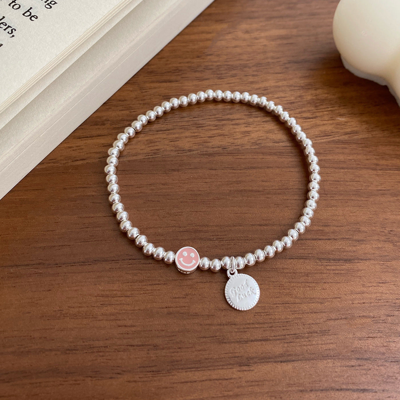 Sier Colors Smiling Face Ball Female Design High-grade Cold Style Bracelet
