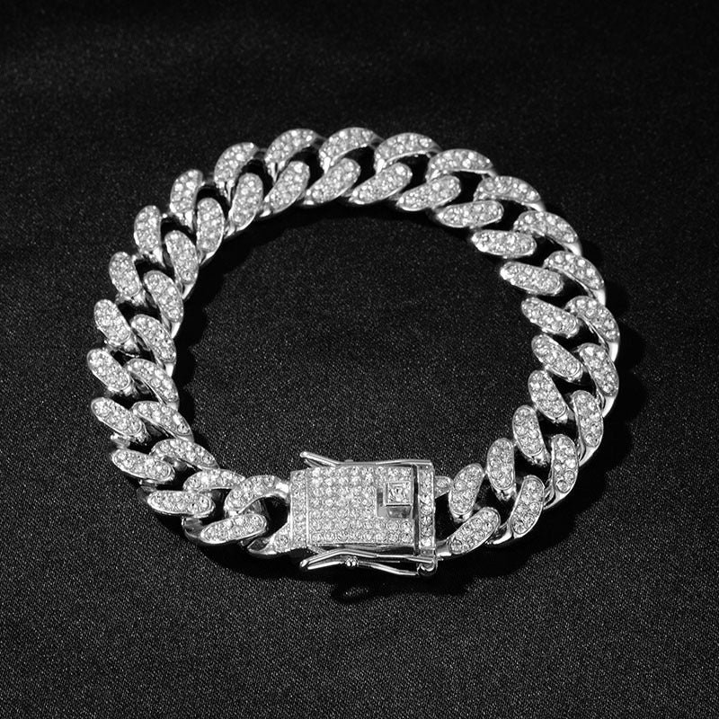 Men's Alloy Fashion Personality Diamond Cuban Link Bracelets