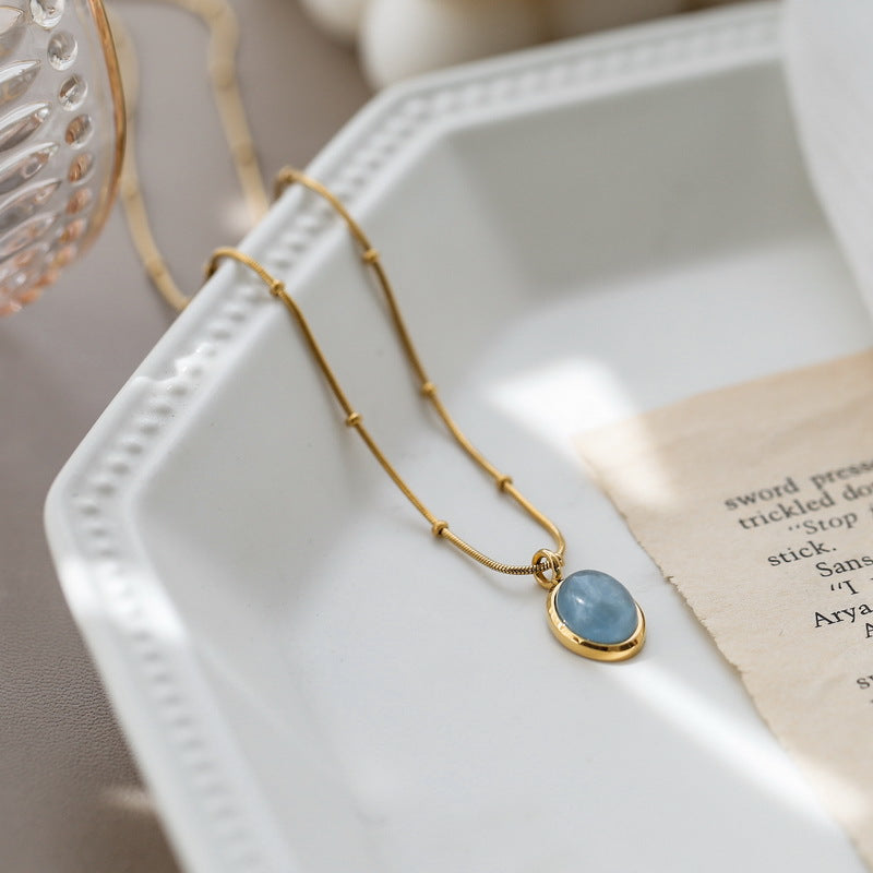 Women's Special Interest Light Luxury Aquamarine Summer Necklaces