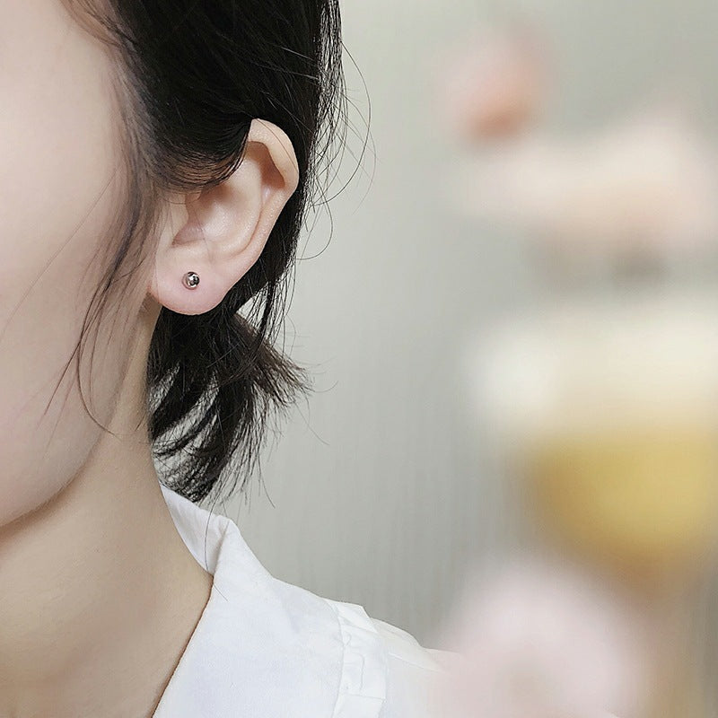 Women's & Men's Sier Needle Compact Mini Beanie For Simple Stud Earrings