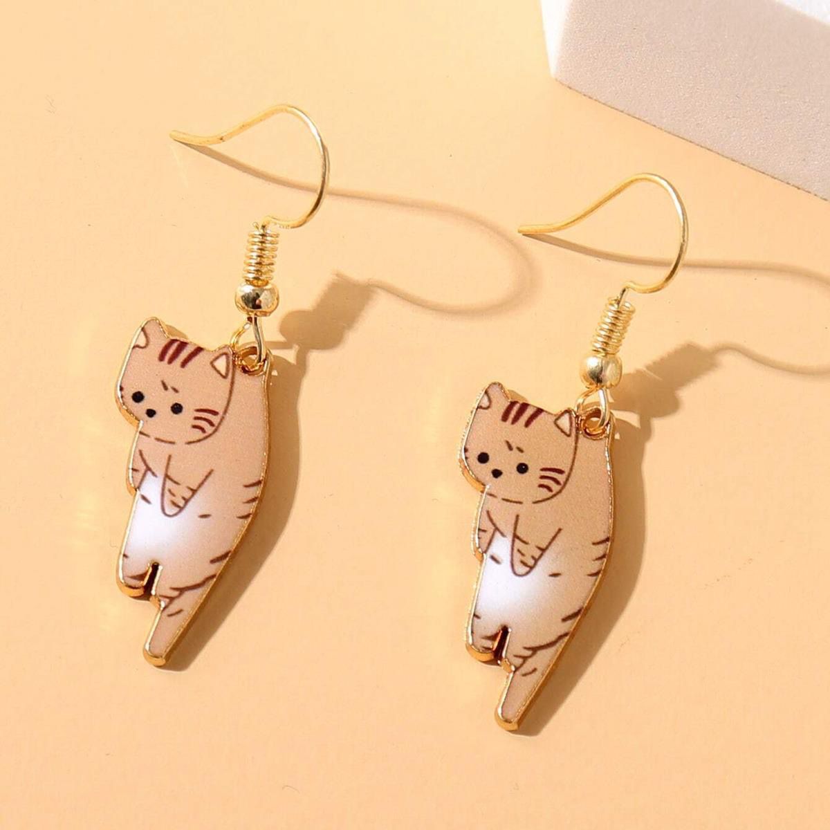 Ear Hook Cartoon Young Flower Cat Sweet Earrings