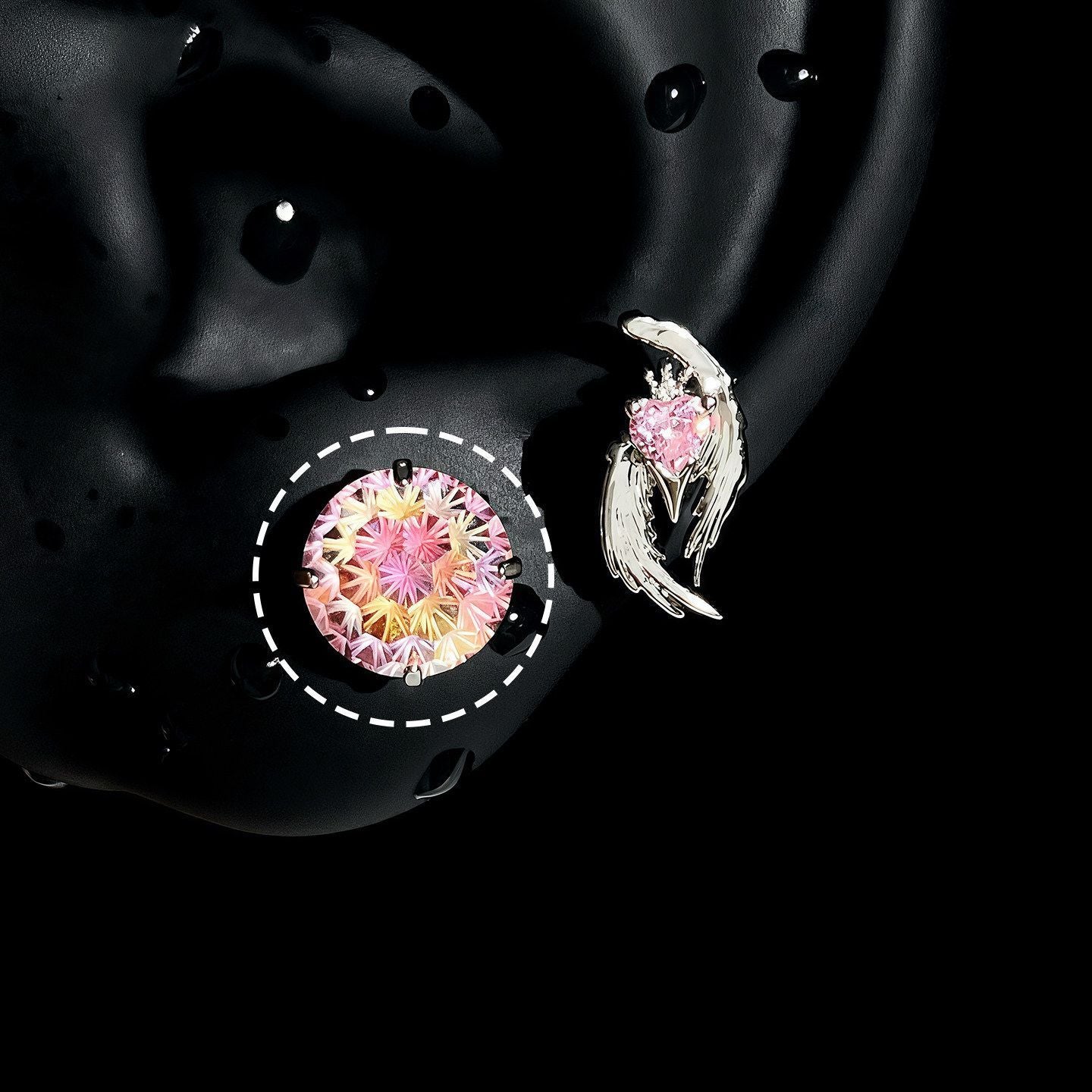 Feather Sleeping Powder Store Ear Bone Flash Double Titanium Steel Rings