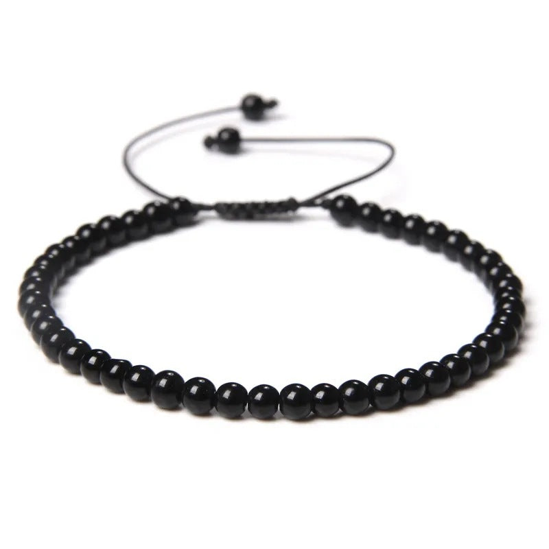 Agate Stone Braided Adjustable Gemstone Beads Bracelet