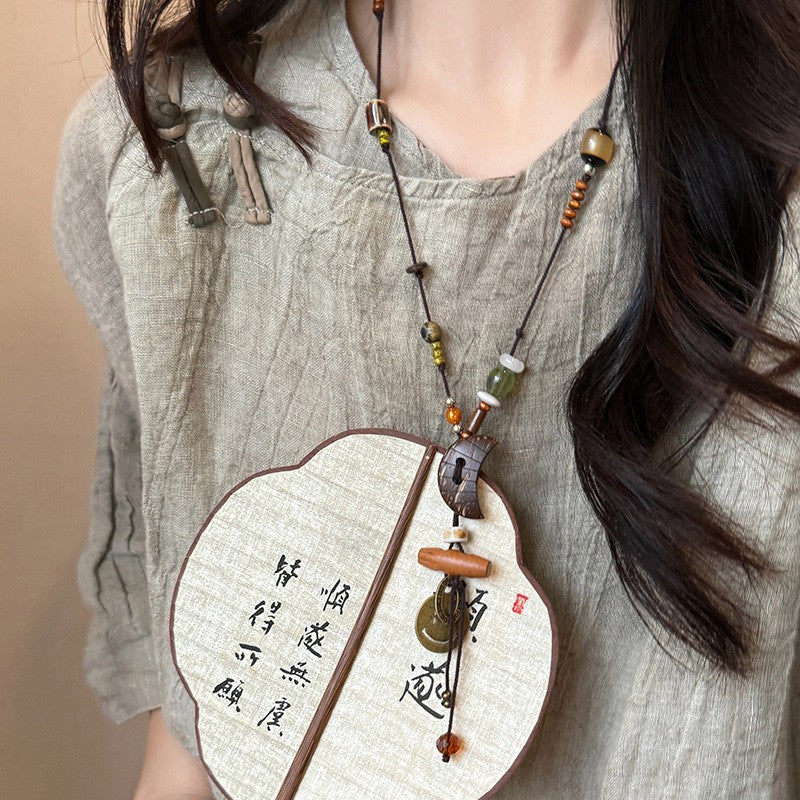 Women's Long Feather Retro Ethnic Personality Sweater Necklaces