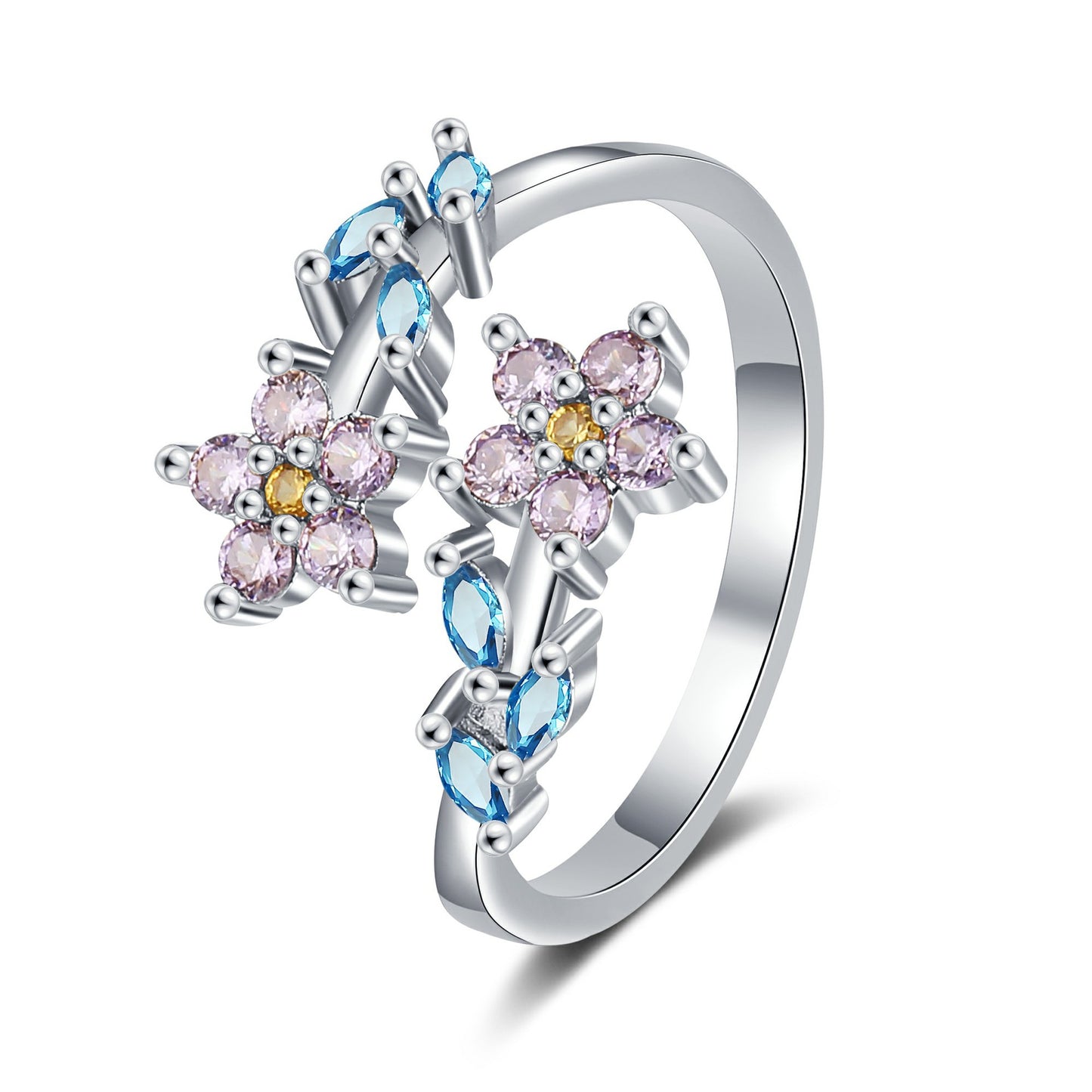 Leaf Female Fashion Creative Inlaid Zircon Rings