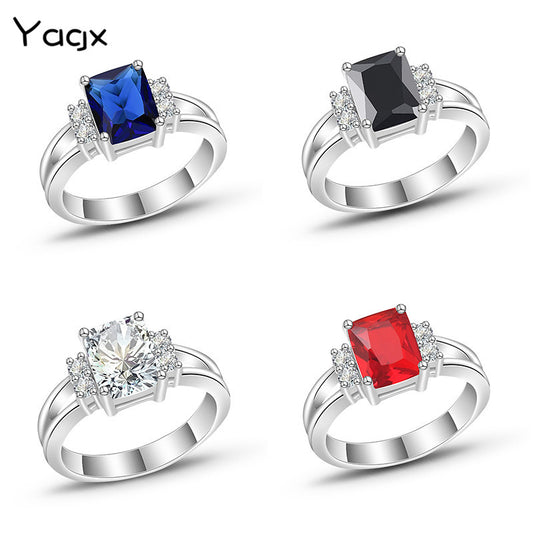 Classic Fashion Simple Inlaid Couple Zircon Ring