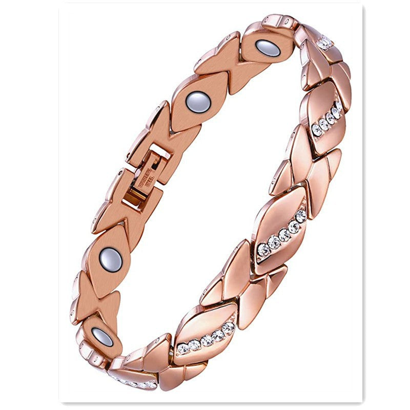Women's Magnet High-grade Bronze Leaf Brushed Creative Bracelet