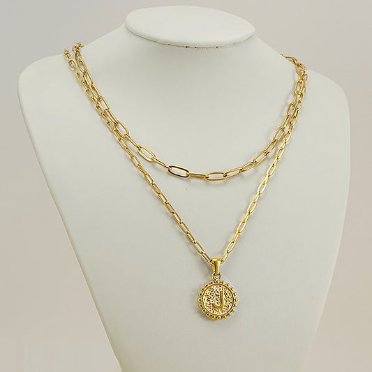 Women's Round Letter Double Layered Wear Popular Necklaces