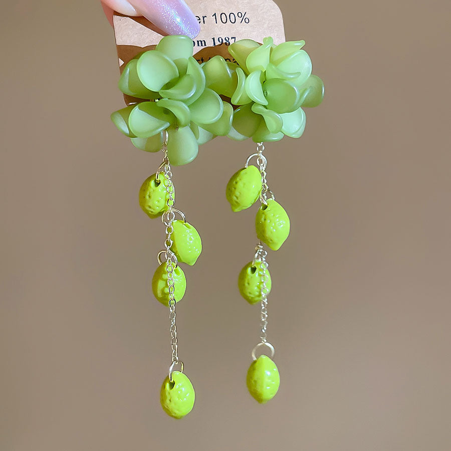 Women's Flower Shell Tassel Light Luxury High-grade Earrings