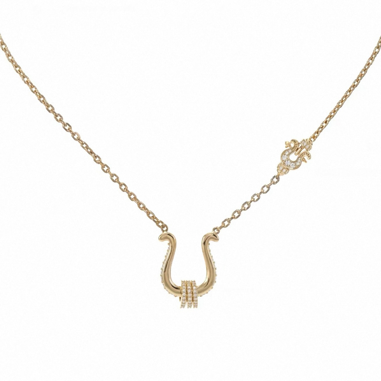 Simple Vachette Clasp Diamond Inlaid Clavicle Chain Necklace
