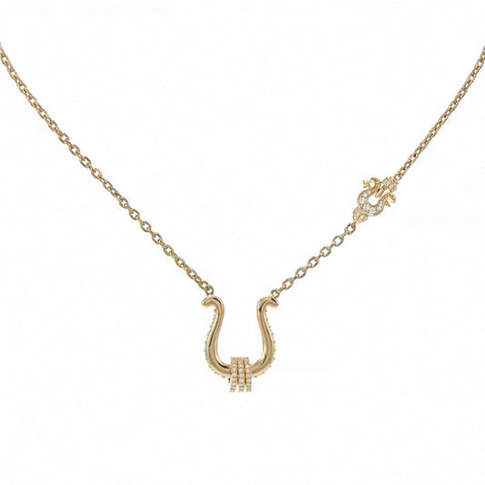 Simple Vachette Clasp Diamond Inlaid Clavicle Chain Necklace
